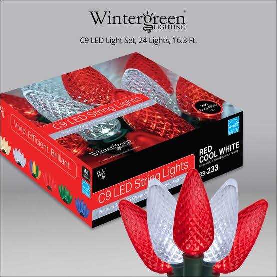 Wintergreen Lighting 24 C9 Red White LED Christmas Lights