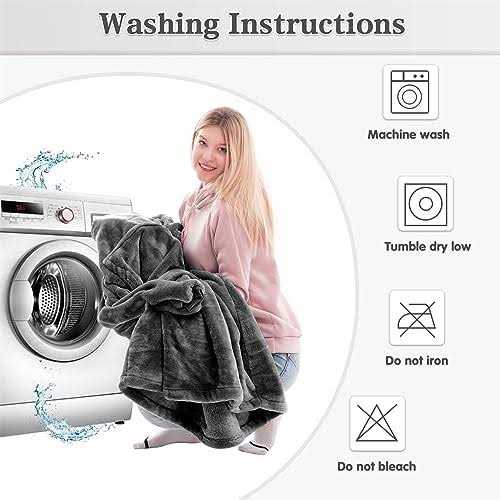 Waitu Wearable Blanket Sweatshirt Gifts for Women and Men, Super Warm and Cozy Giant Blanket Hoodie, Thick Flannel Blanket with Sleeves and Giant