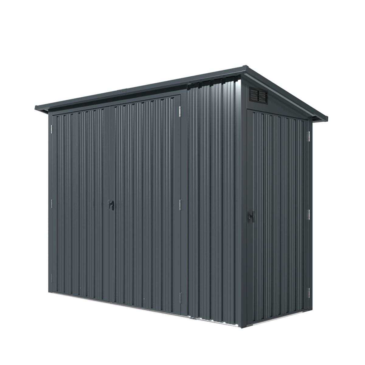 TMG Industrial 4′ x 8′ Bicycle Metal Pent Shed 29 Gauge Corrugated Metal