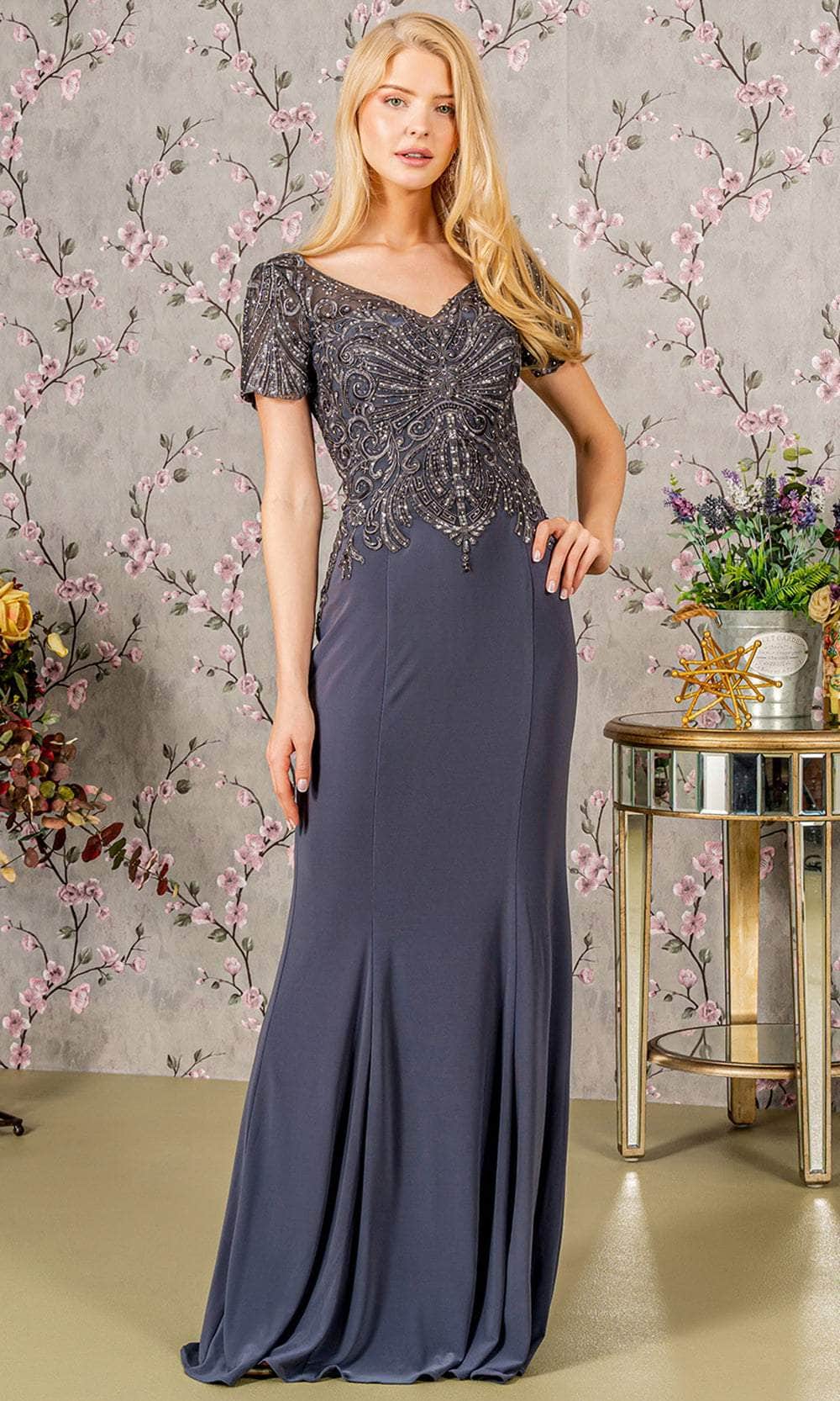V-Neck Sheath Formal Dress