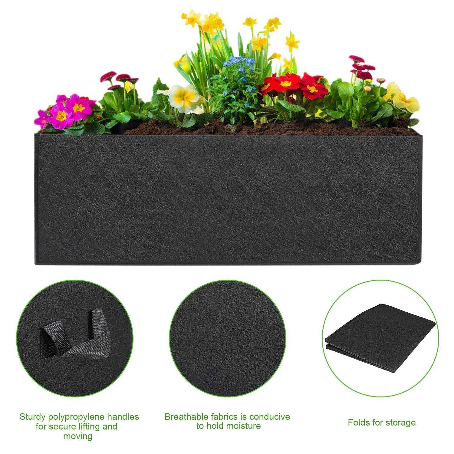 ANGELIOX 3 Pack Grow Bags 300G Thickened Nonwoven Fabric Garden Bed Square Flower Planter Containers Onion