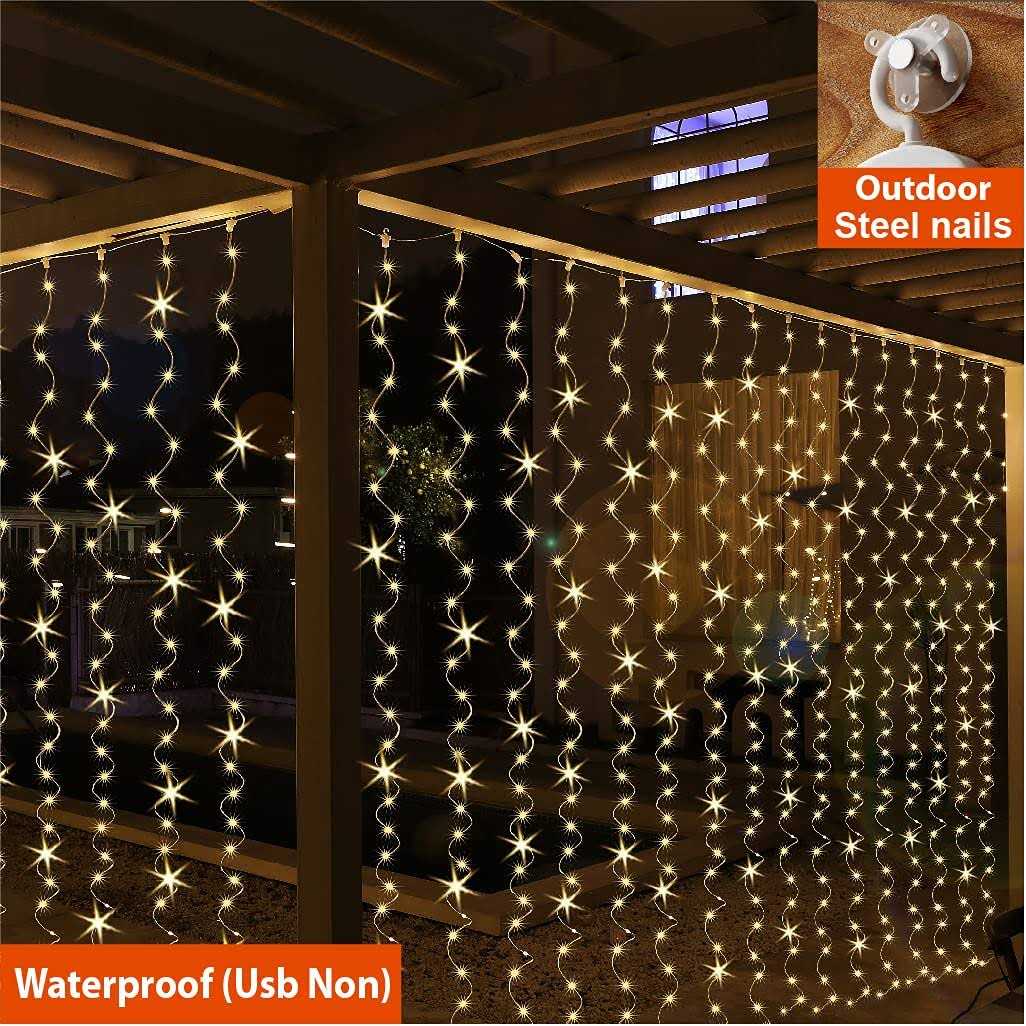 ZSJWL Curtain Lights 300 LED Curtain Fairy Lights with Remote