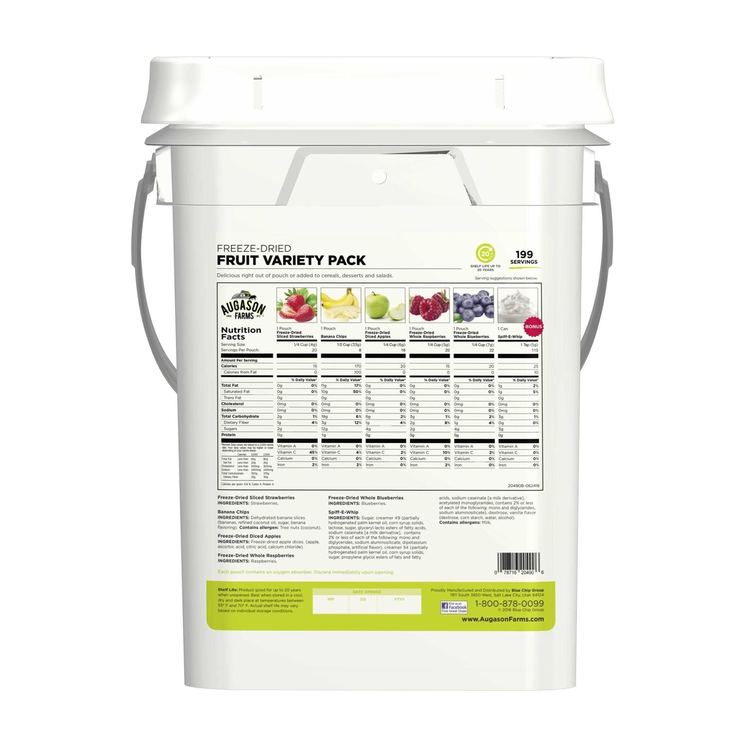 Augason Farms Freeze Dried & Dehydrated Fruit Variety Pail