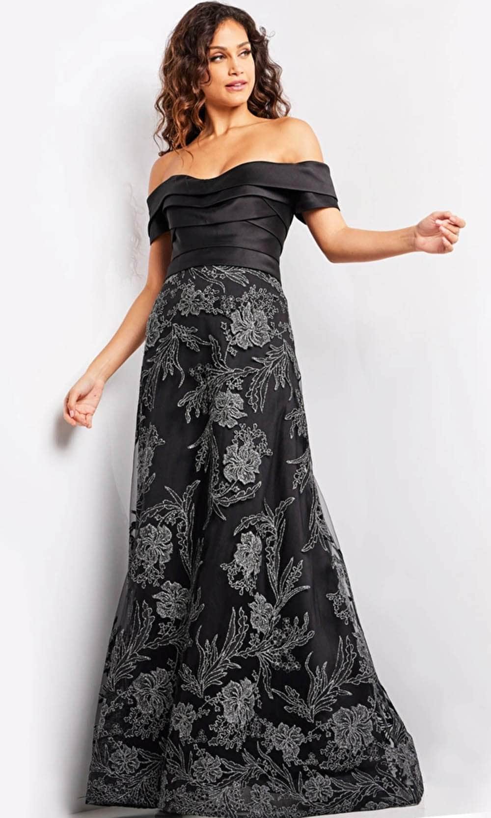 Pleated Sweetheart Evening Gown