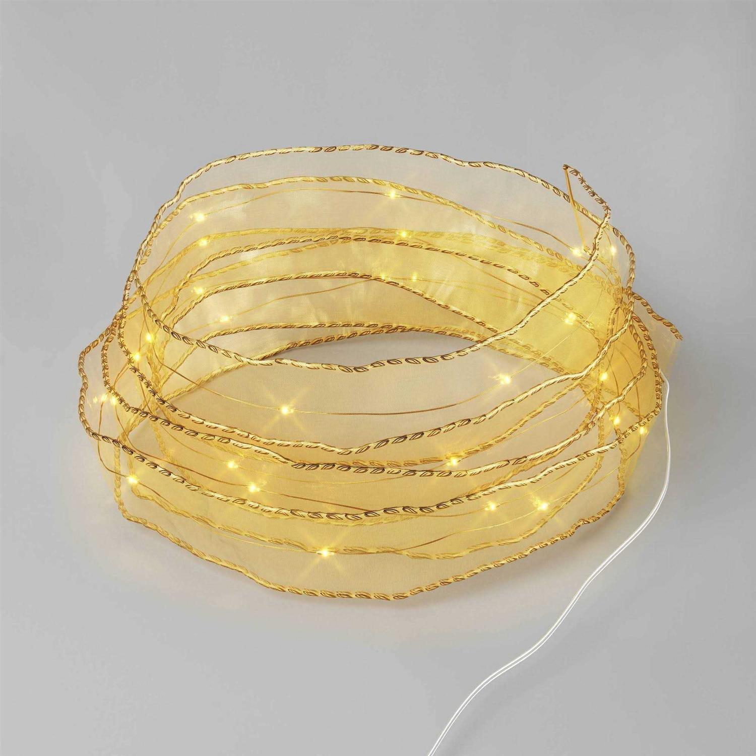 Wondershop 30ct LED Gold Ribbon Dewdrop Christmas String Lights Garland Warm White Gold Wire