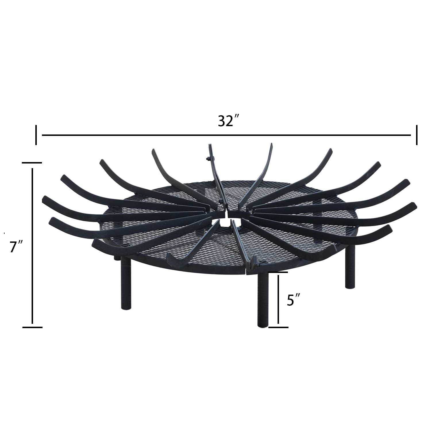 Aoodor Outdoor Fire Pit Grate Log Round Kindling Tools Round Tongs