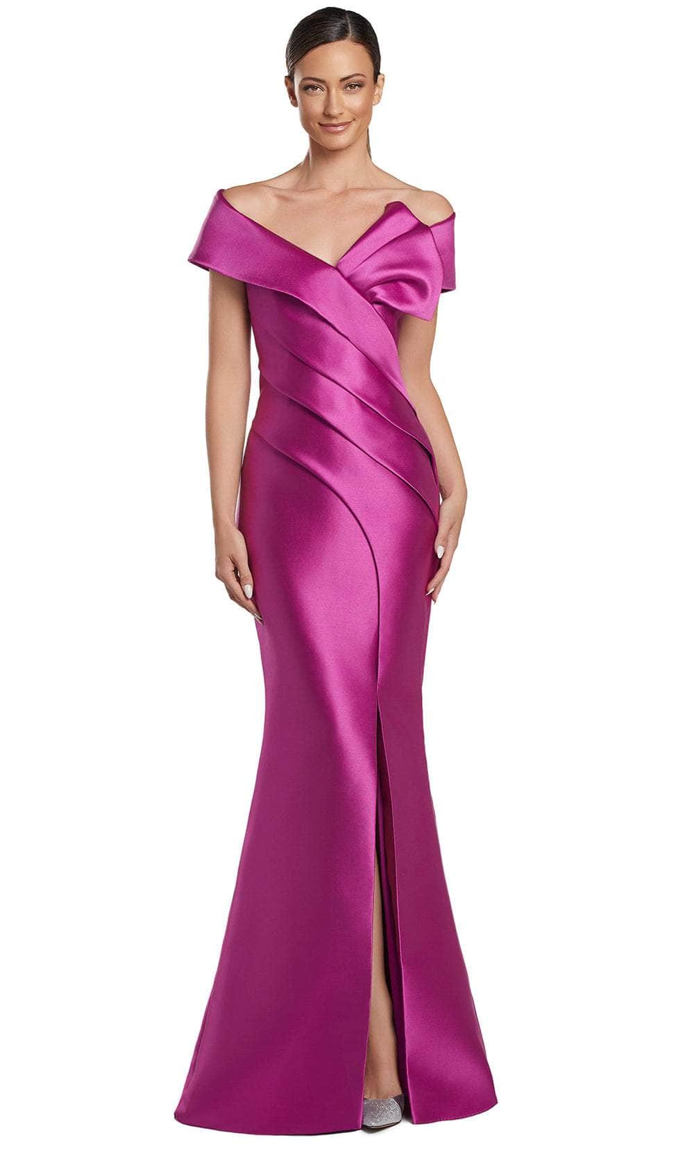 Pleated Bodice Off Shoulder Evening Gown