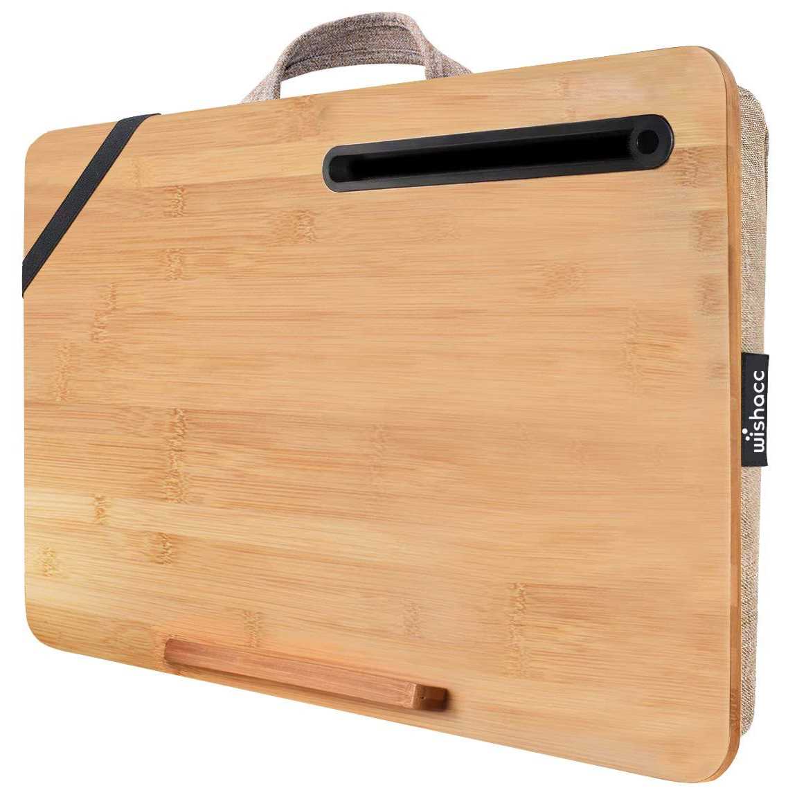 Oversized Lap Desk,wishacc Portable Bamboo Lap Desk Tray for Home Office