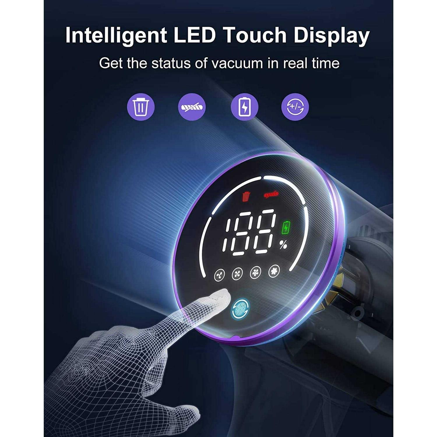 wlupel cordless vacuum cleaner 33kpa stick vacuum cleaner 450W handheld vacuum with led touch screen