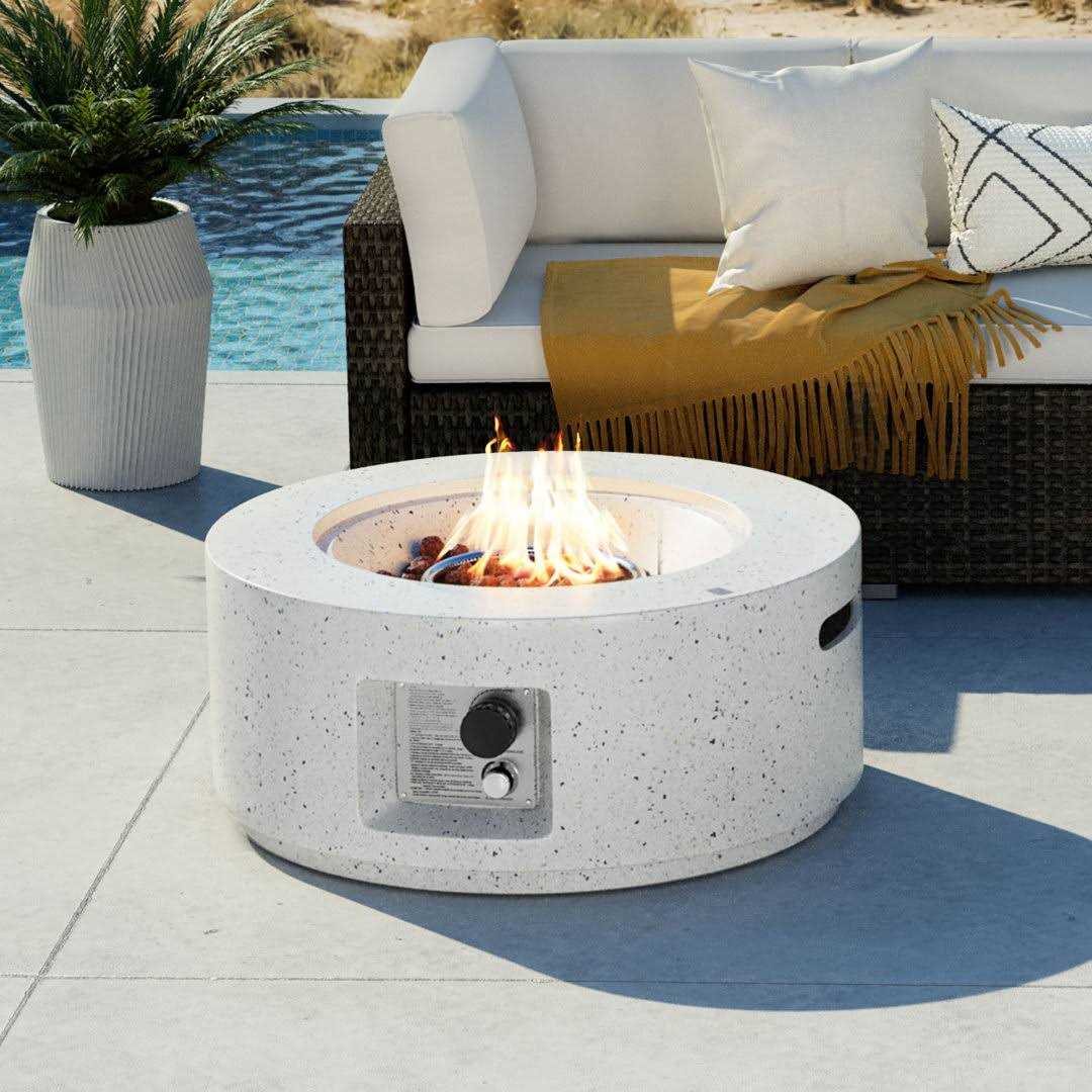 Latitude Run® 12&” H x 28&” W Magnesium Oxide Propane Outdoor Fire Pit Table