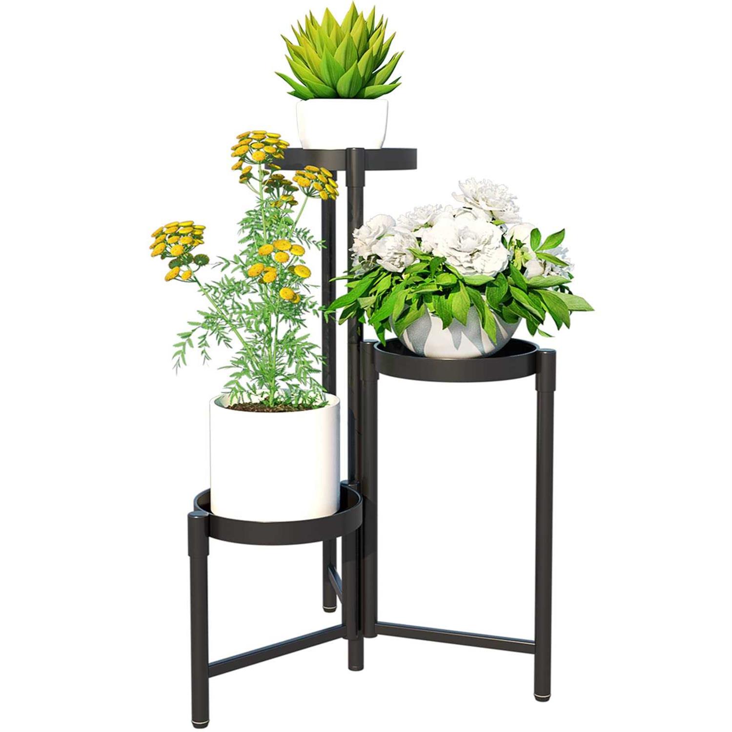 YisanCrafts Metal Plant Stand Shelf for Indoor Outdoor Plants Multiple 3 Tier Tall Tiered Flower Pot Holder Stands for corner