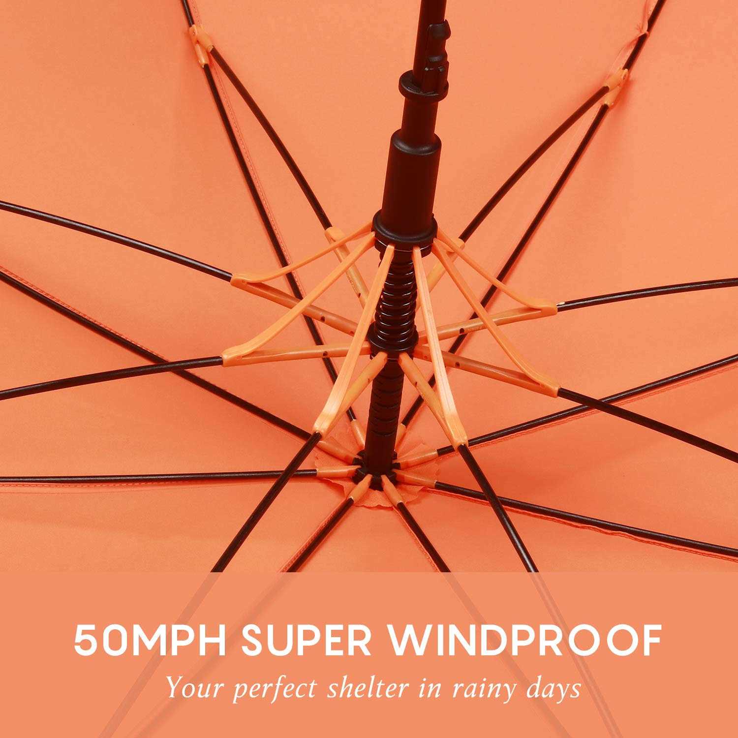 RUMBRELLA UV Stick Umbrella Auto Open UPF 50+ with J Hook Handle 51IN