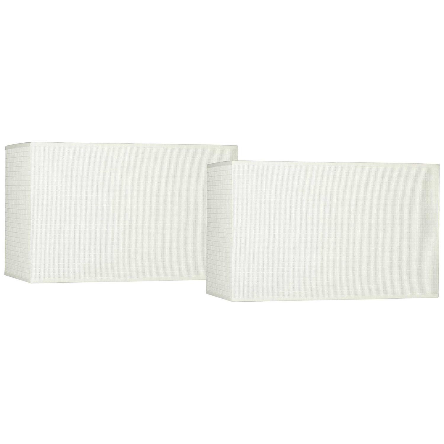 Springcrest Set of 2 Rectangular Lamp Shades Off-White Medium 16 Wide x 8 Deep x 10 High Spider with Replacement Harp and Finial Fitting 657X7