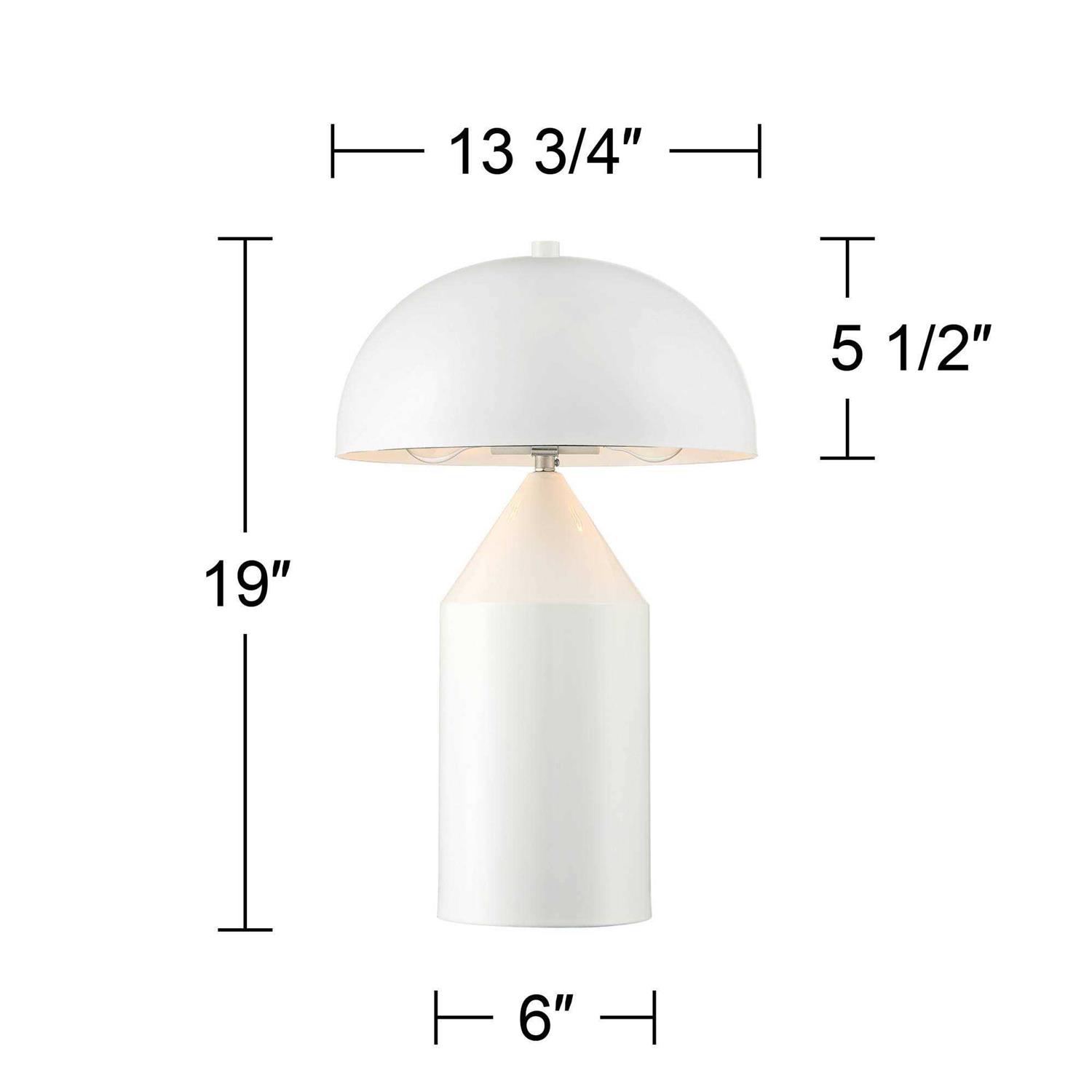 360 Lighting Felix Modern Accent Table Lamps 19 High Set of 2 White Metal Mushroom Dome Shade for Bedroom Living Room Bedside Nightstand Office Kids