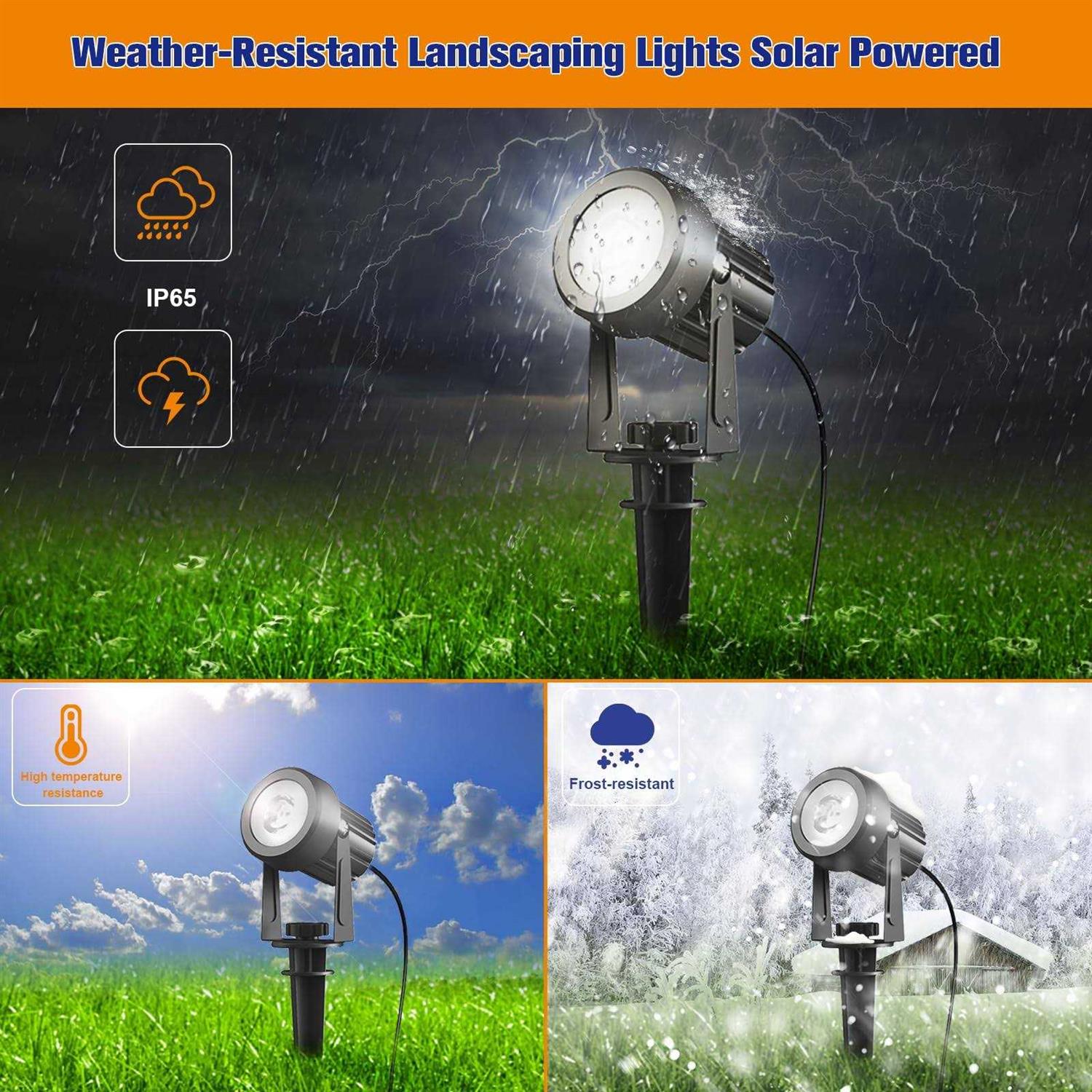 APONUO Solar Spot Lights Outdoor 4-in-1 Solar Landscape Lighting Dusk to Dawn Solar Uplights IP65 Waterproof 9.8ft Cable Outdoor Spot Lights