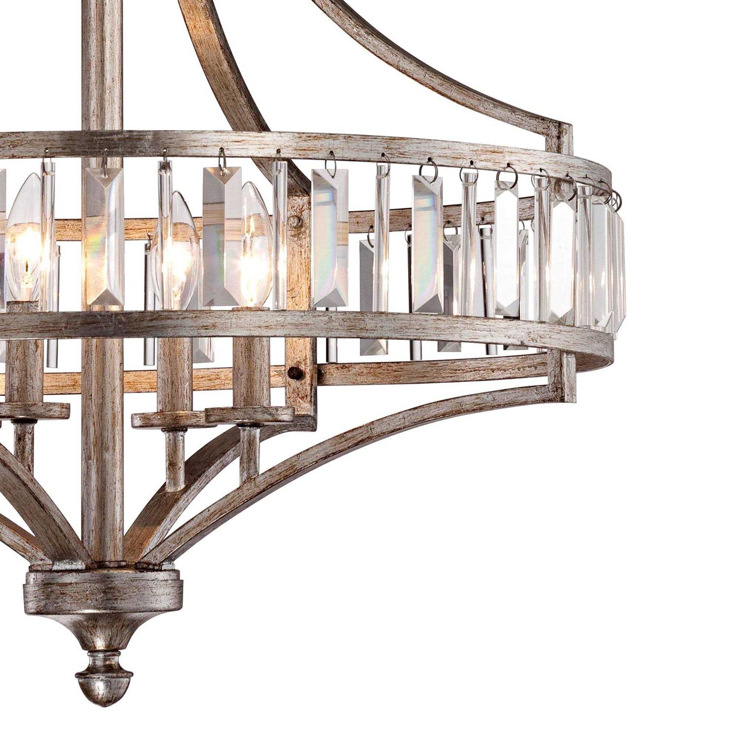 Vienna Full Spectrum Soft Silver Chandelier 24 Wide Crystal Glass 4-Light Fixture for Dining Room House Kitchen Bedroom