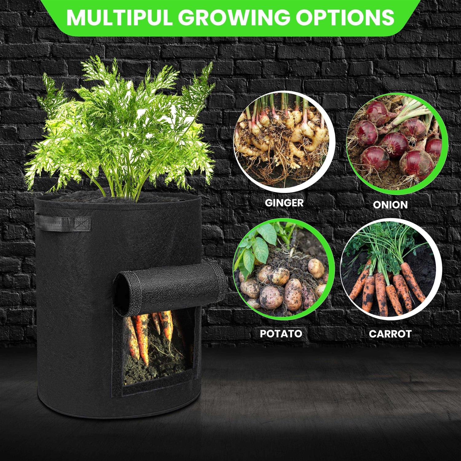 Utopia Home 10-Gallon Potato Grow Bags Pack Foldable, Breathable, and Non-Woven Vegetable Planters – Easy to Move Gardening Pots