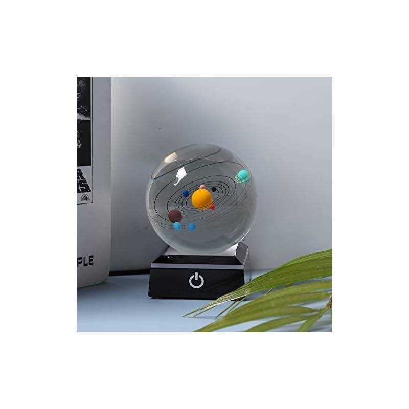 3D Crystal Ball with Solar System Model and LED lamp Base