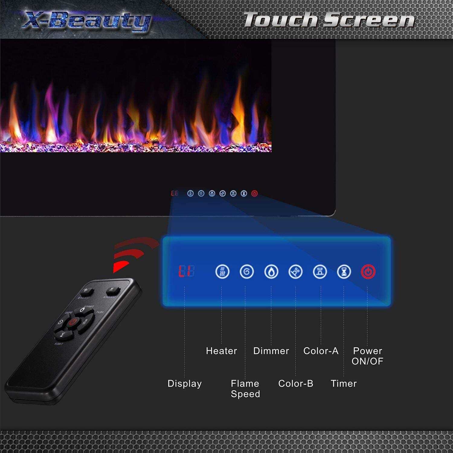 Xbeauty 50 Electric Fireplace in-Wall Recessed and Wall Mounted 1500w Fireplace Heater