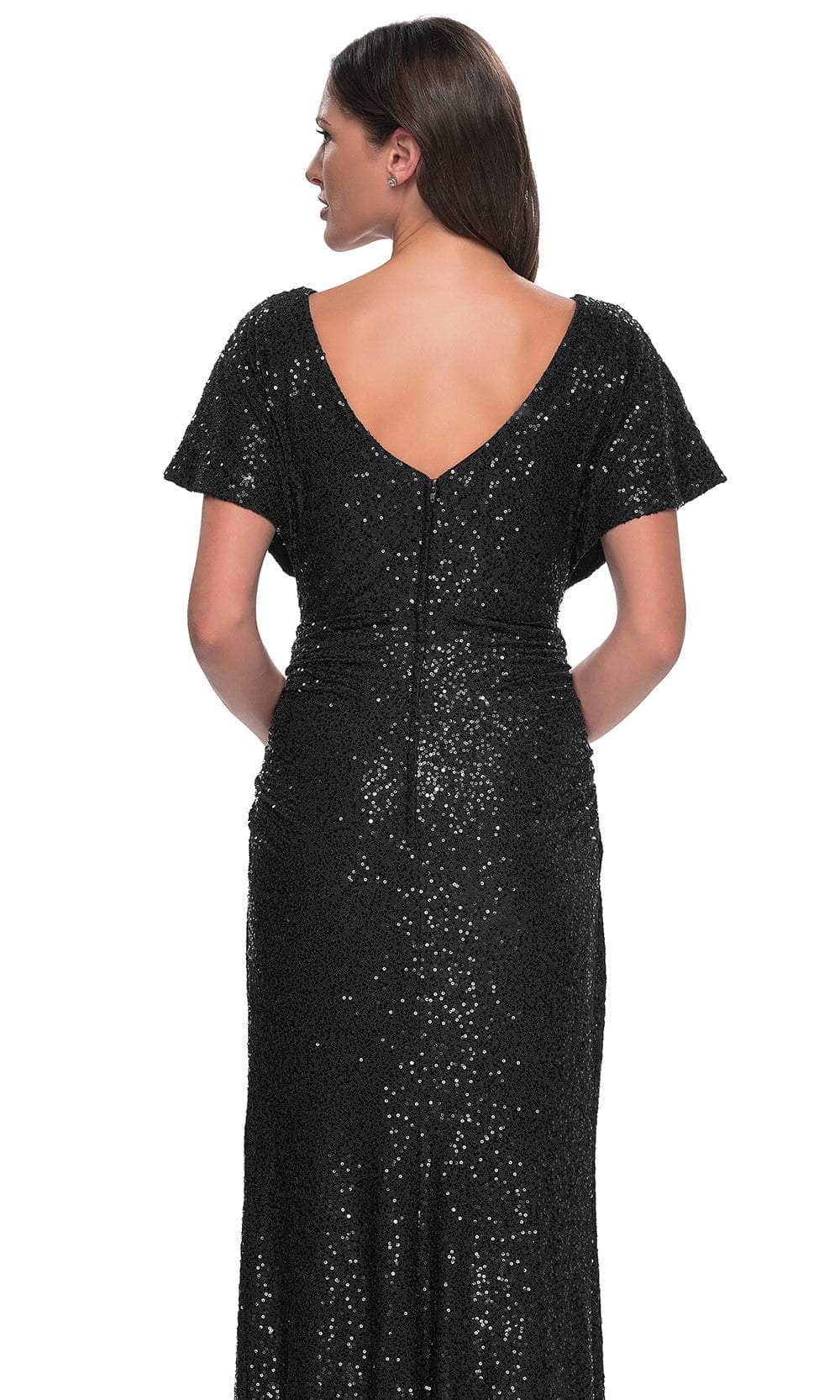 Dolman Sleeve Sequin Evening Dress