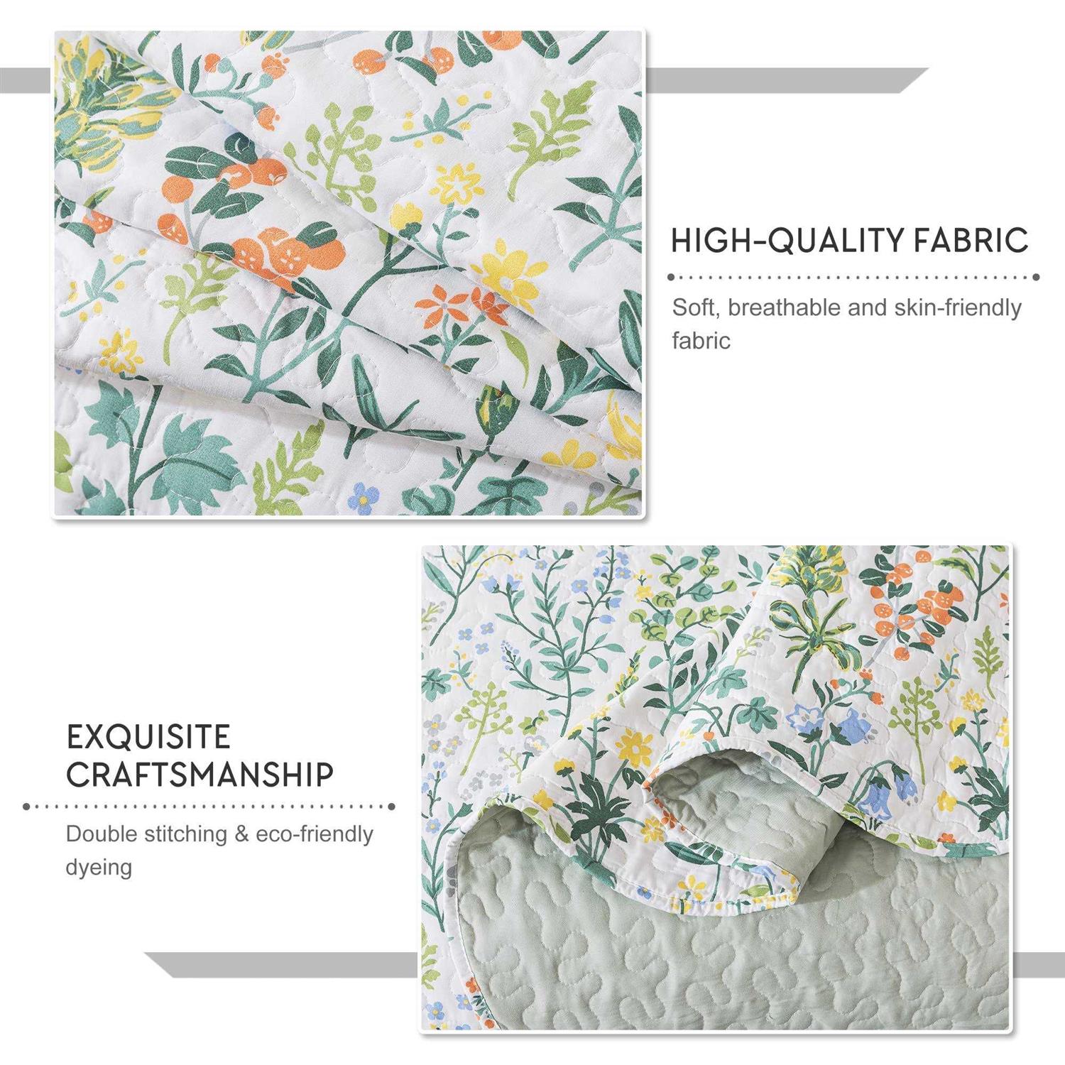 Travan 3-Piece Bedspread Quilt Set Oversized Reversible Quilted Bedding Cotton Coverlet Set with Shams