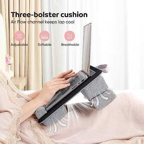 Adjustable Laptop Lap Desk Lap Desk with Cushion Storage Function Anti-Slip Wrist Rest for Home Office Adults Students