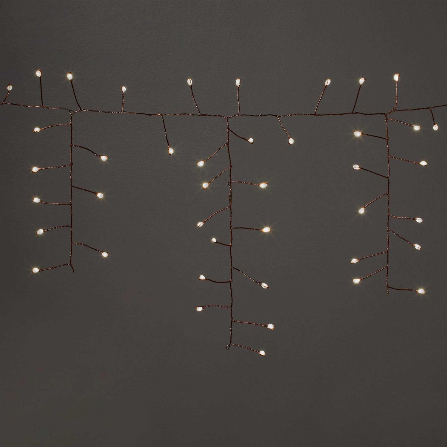 Wondershop 164ct LED High Density Dewdrop Garland Icicle Lights Warm White with Copper Wire