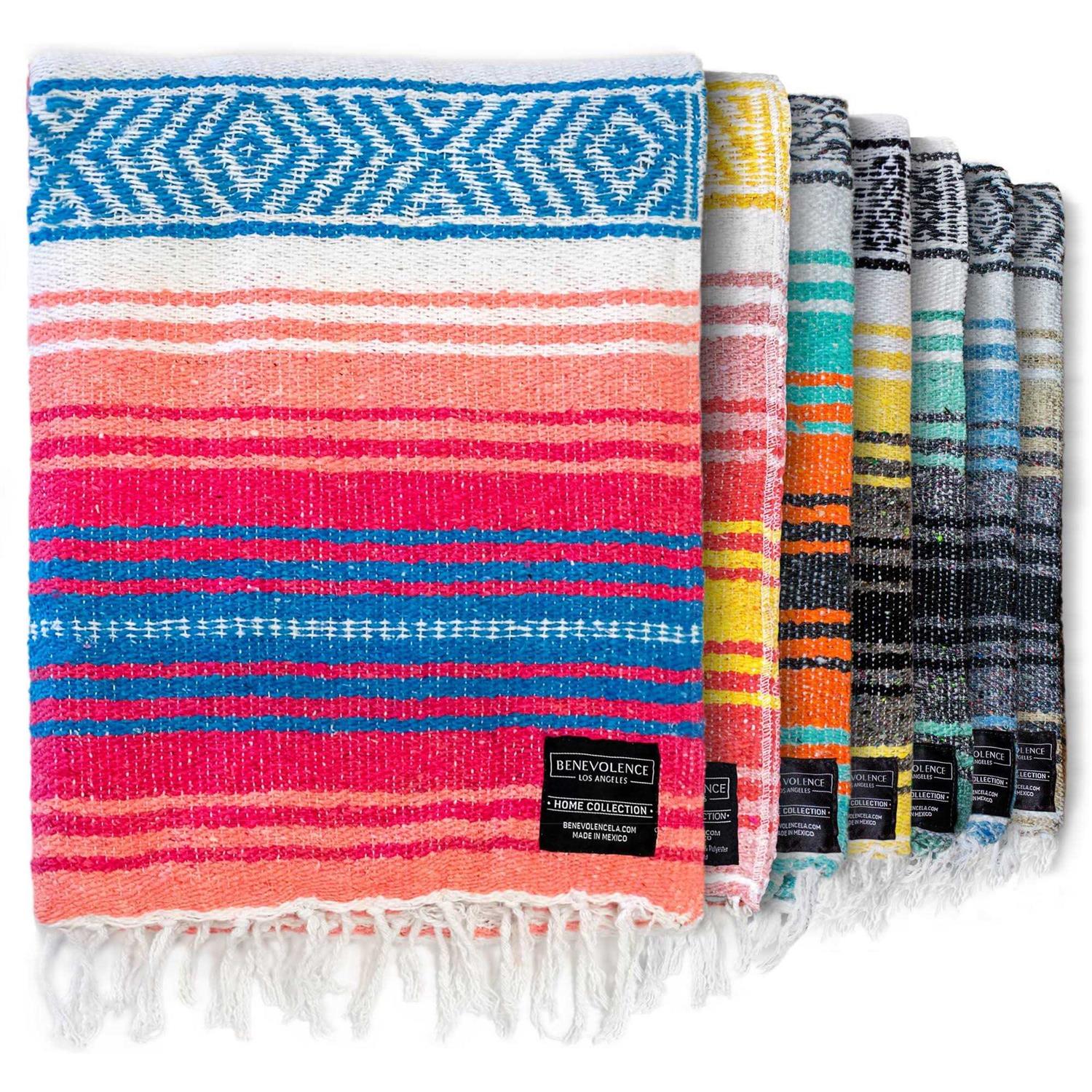 Benevolence LA Authentic Handwoven Mexican Blanket Yoga Blanket