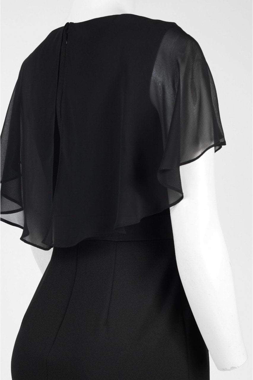 AP1D100542 Sheer Ruffle Cape Little Black Dress