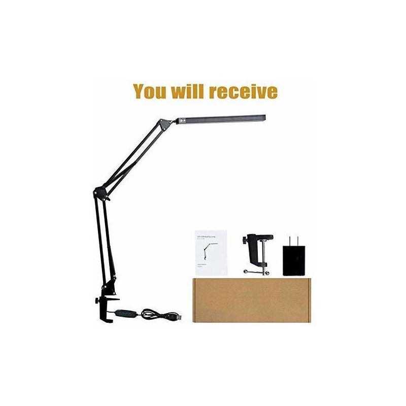 Argind Led Desk Lamp Adjustable Swing Arm Lamp with Clamp Eye-caring Reading Light
