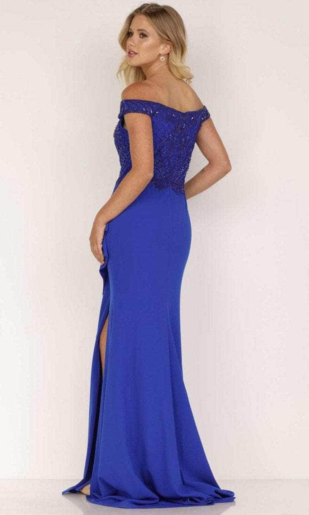 Off Shoulder Evening Dress with Slit