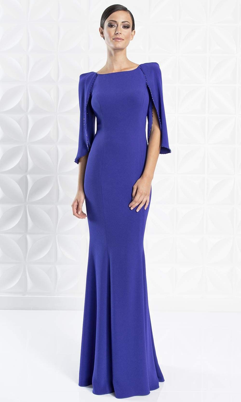 1259 Split Caped Sleeve Mermaid Evening Gown