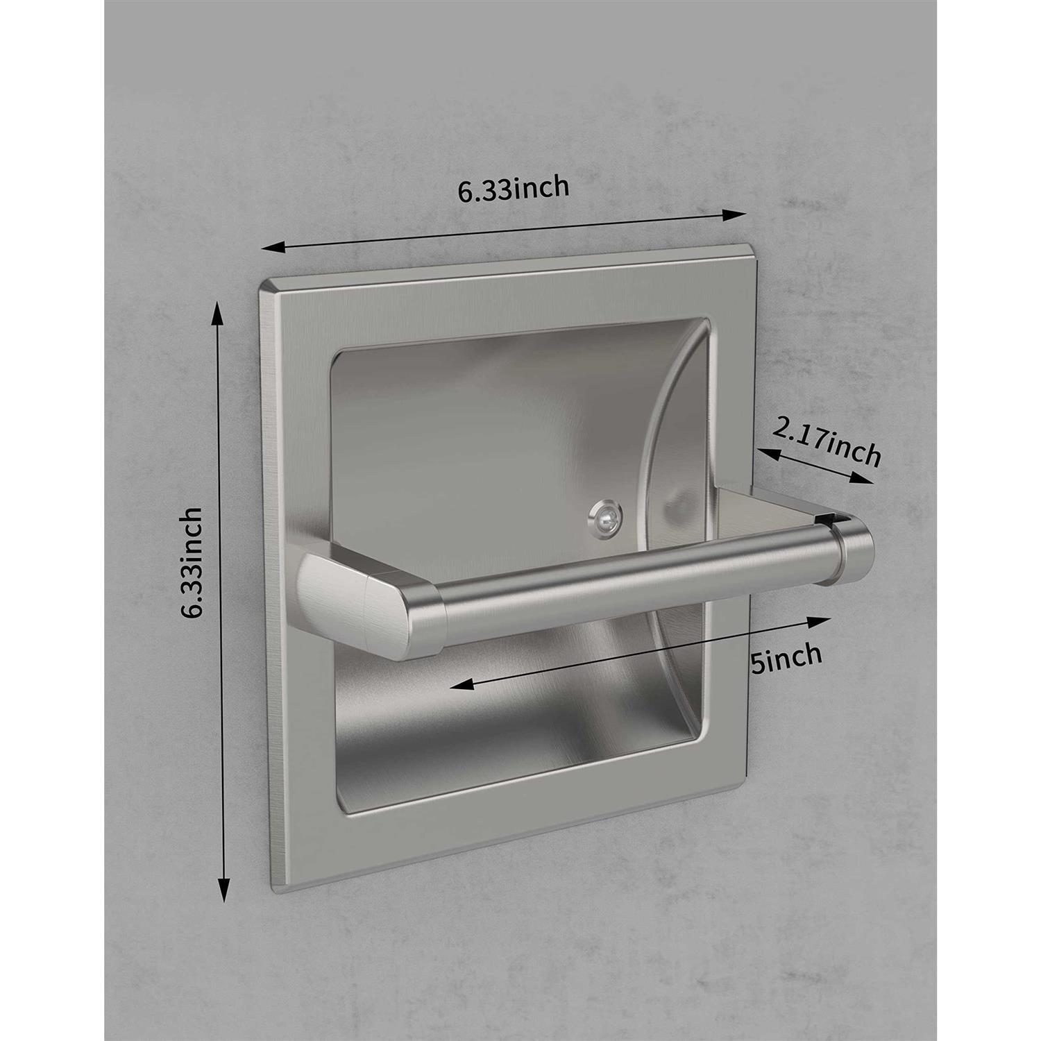 WZKALY Brushed Nickel Recessed Toilet Paper Holder for Regular Rolls,Contemporary Hotel Style Wall Pivoting Toilet Paper Holder