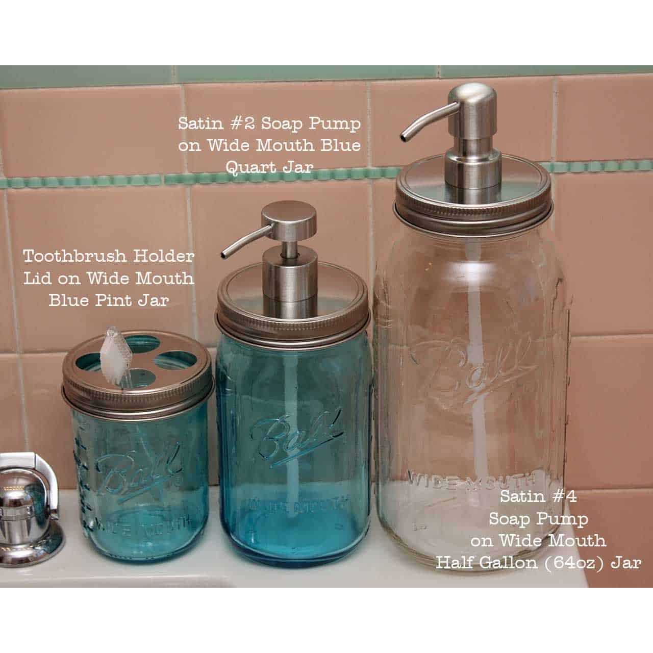 Mason Jar Lifestyle Satin/Brushed Stainless Steel Threaded Soap Pump Lid