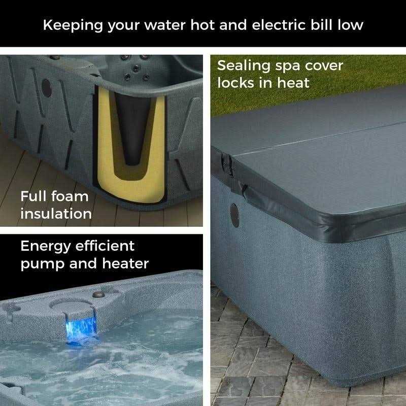 AquaRest Spas Premium 600 6-Person Stainless 29-Jets Plug and Play Hot Tub with Heater, Ozone and LED Waterfall