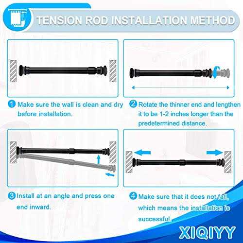 XIQIYY Strong Small Tension Rods 16 to 28 inches -upgrade Diameter 1inch Shower Curtain Rod Black
