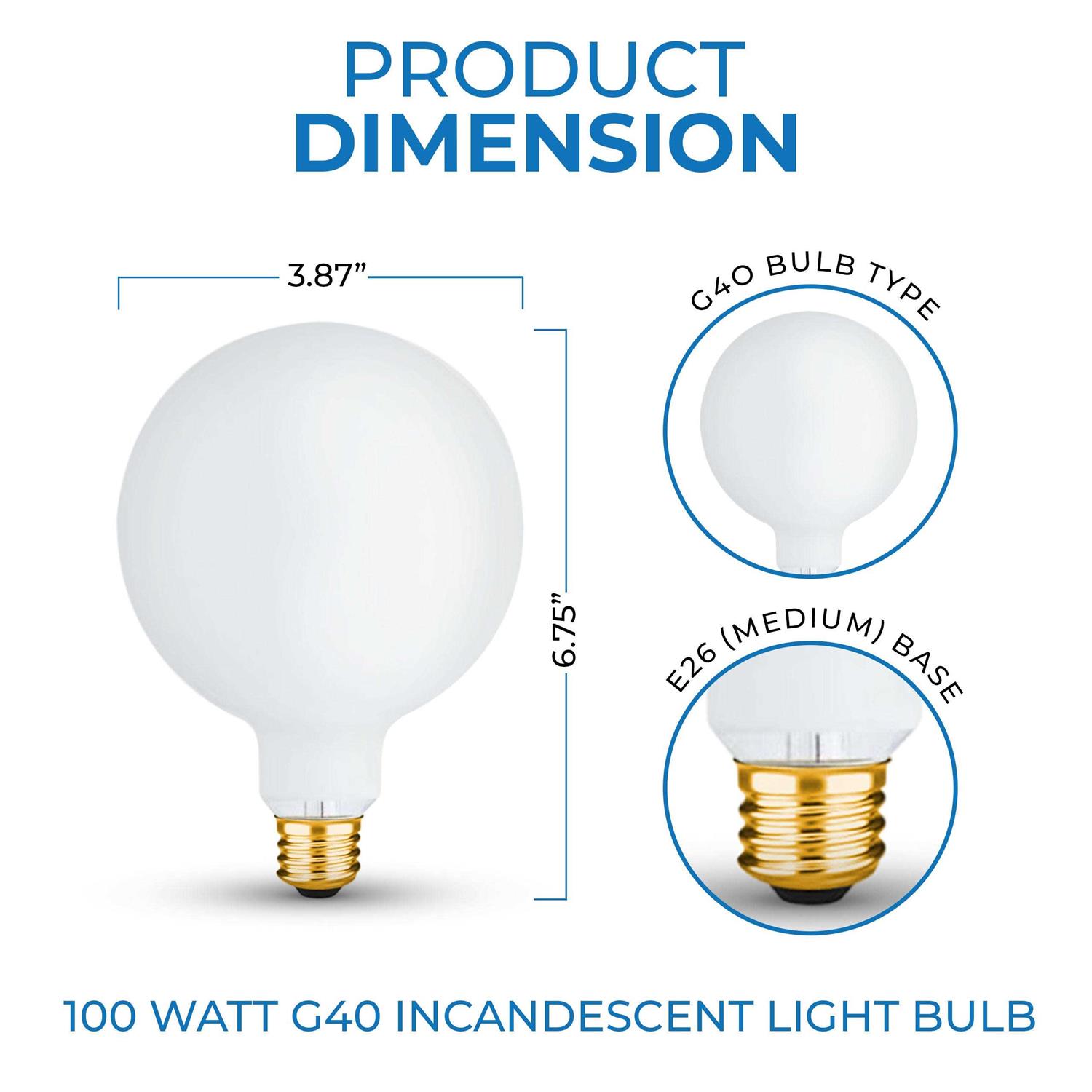 Westinghouse 0310800 100 Watt G40 Incandescent Light Bulb, Grey