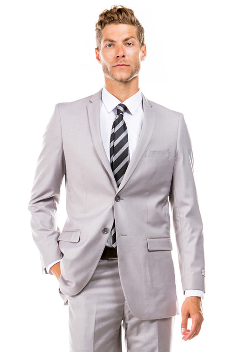 Men’s Basic 2 Button Slim Fit Wedding Suit in Light Grey