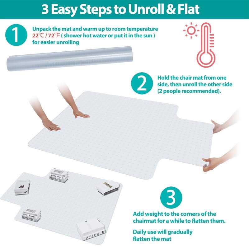 Super Deal Upgraded 48 X 36 Transparent Office Mat Chair Mat Heavy Duty Carpets with Lip for Hardwood Floor