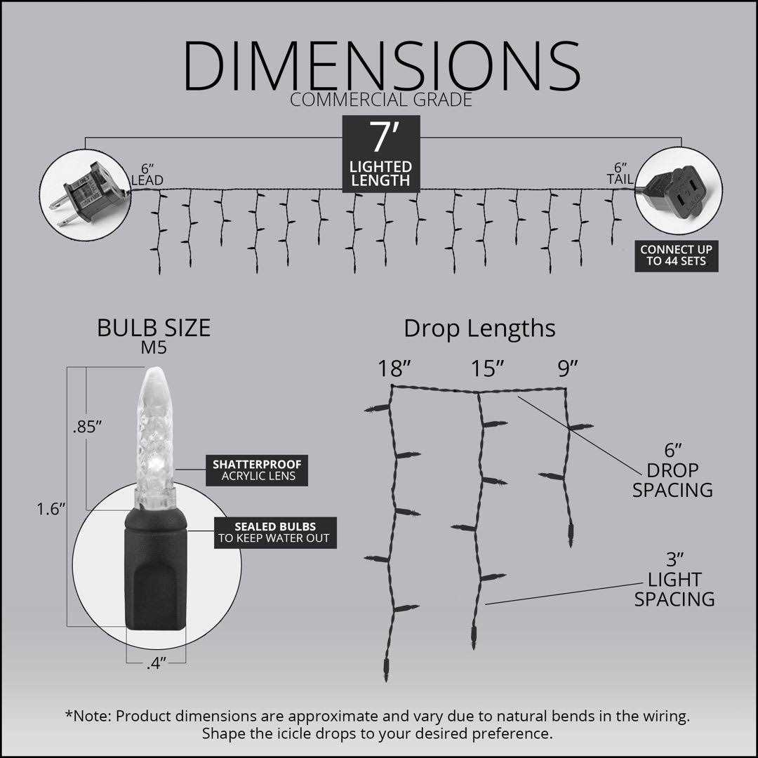 Wintergreen Lighting 70 M5 Warm White Twinkle LED Icicle Lights