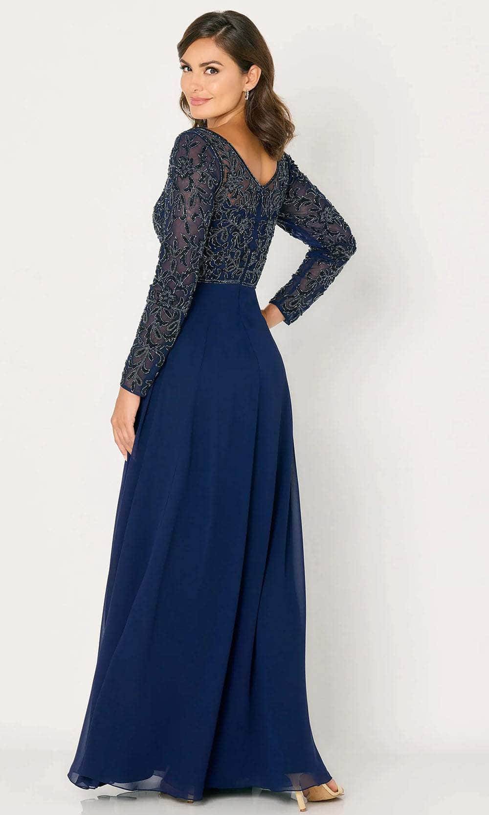 Beaded V-Neck Evening Dress