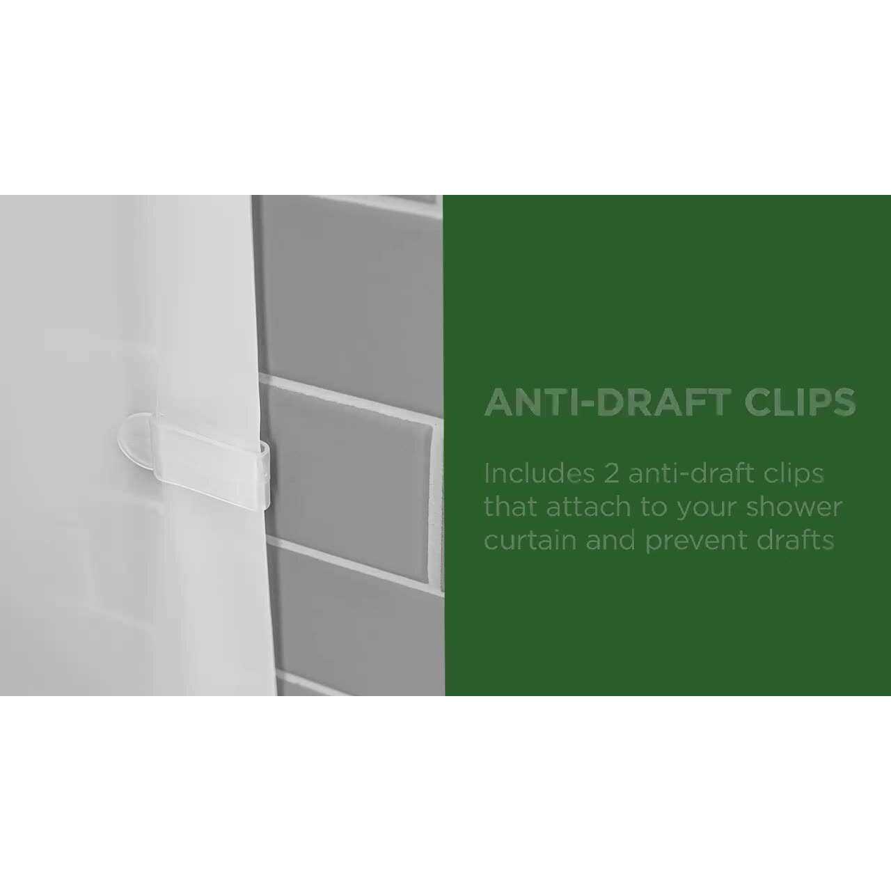 Zenna Home Recycled Cotton 100% Waterproof Fabric Shower Curtain Liner with Anti-Draft Clips