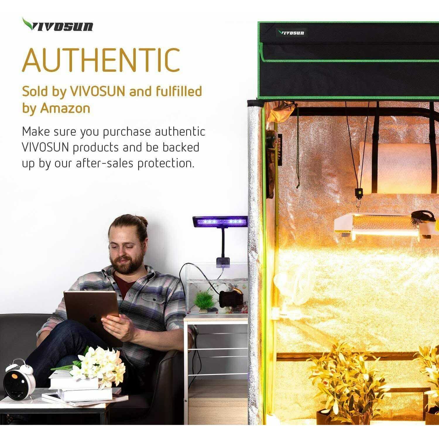 VIVOSUN Mylar Hydroponic Grow Tent with Observation Window and Floor Tray for Indoor Plant Growing