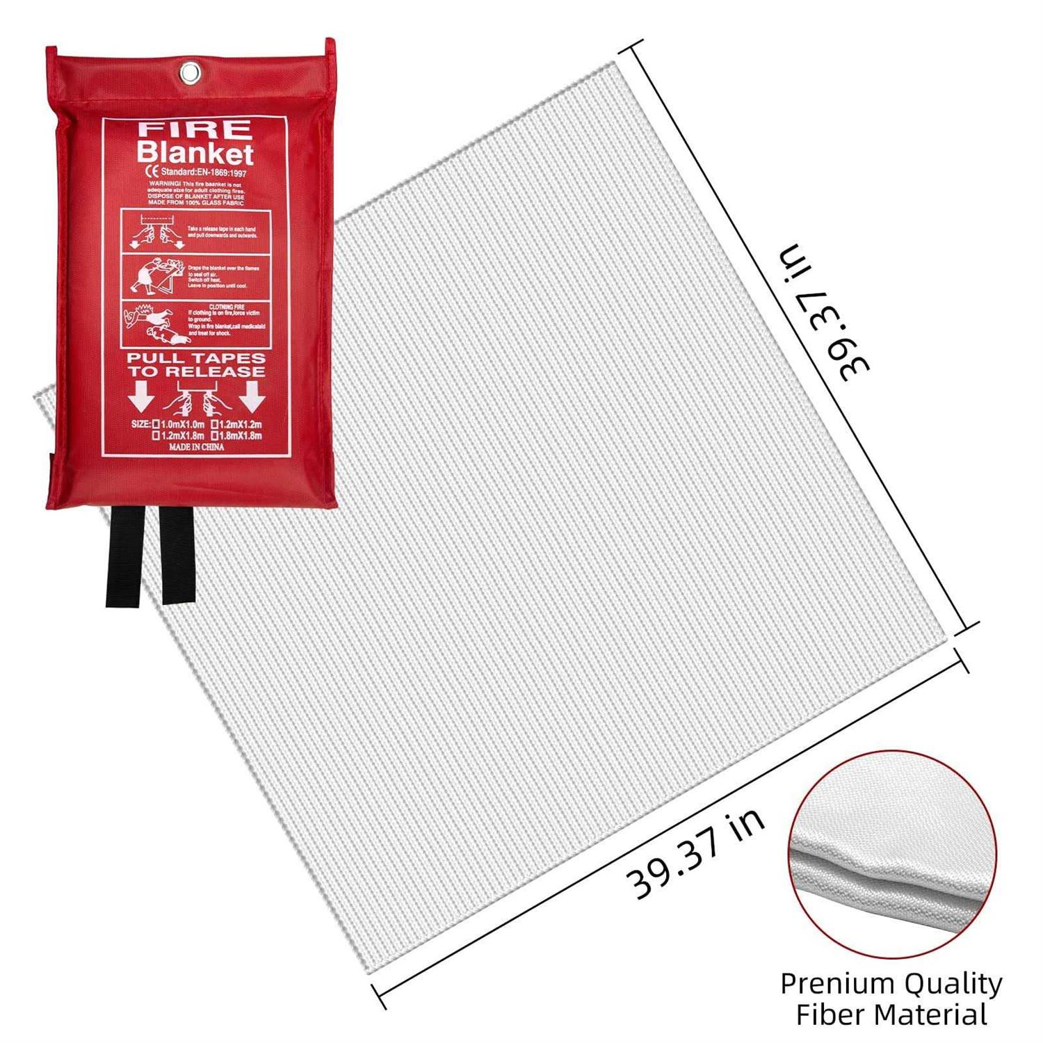 QUINIVER Emergency Fire Blanket + 4 Hooks & 1 Gloves