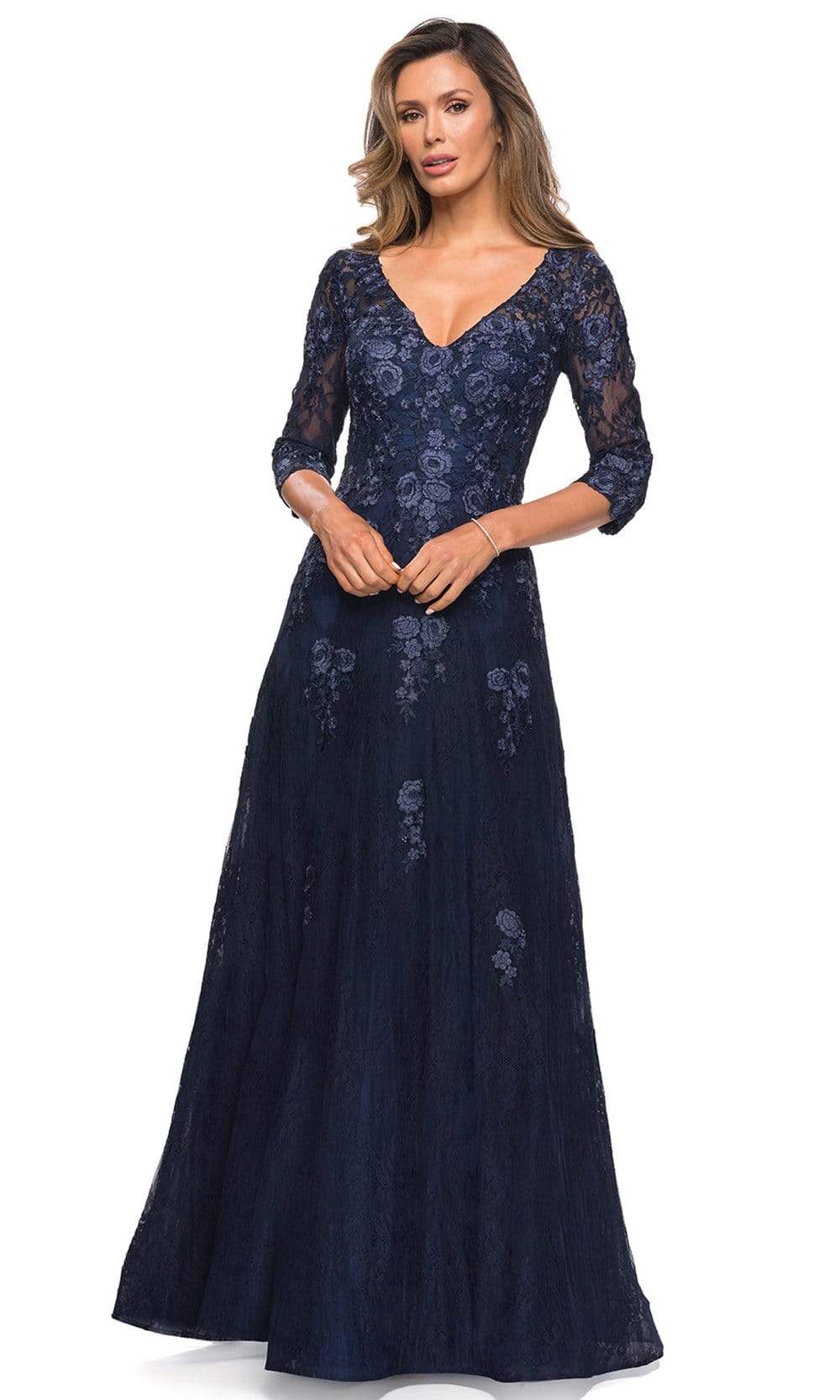 28000 Floral Lace Long Mother of the Bride Gown