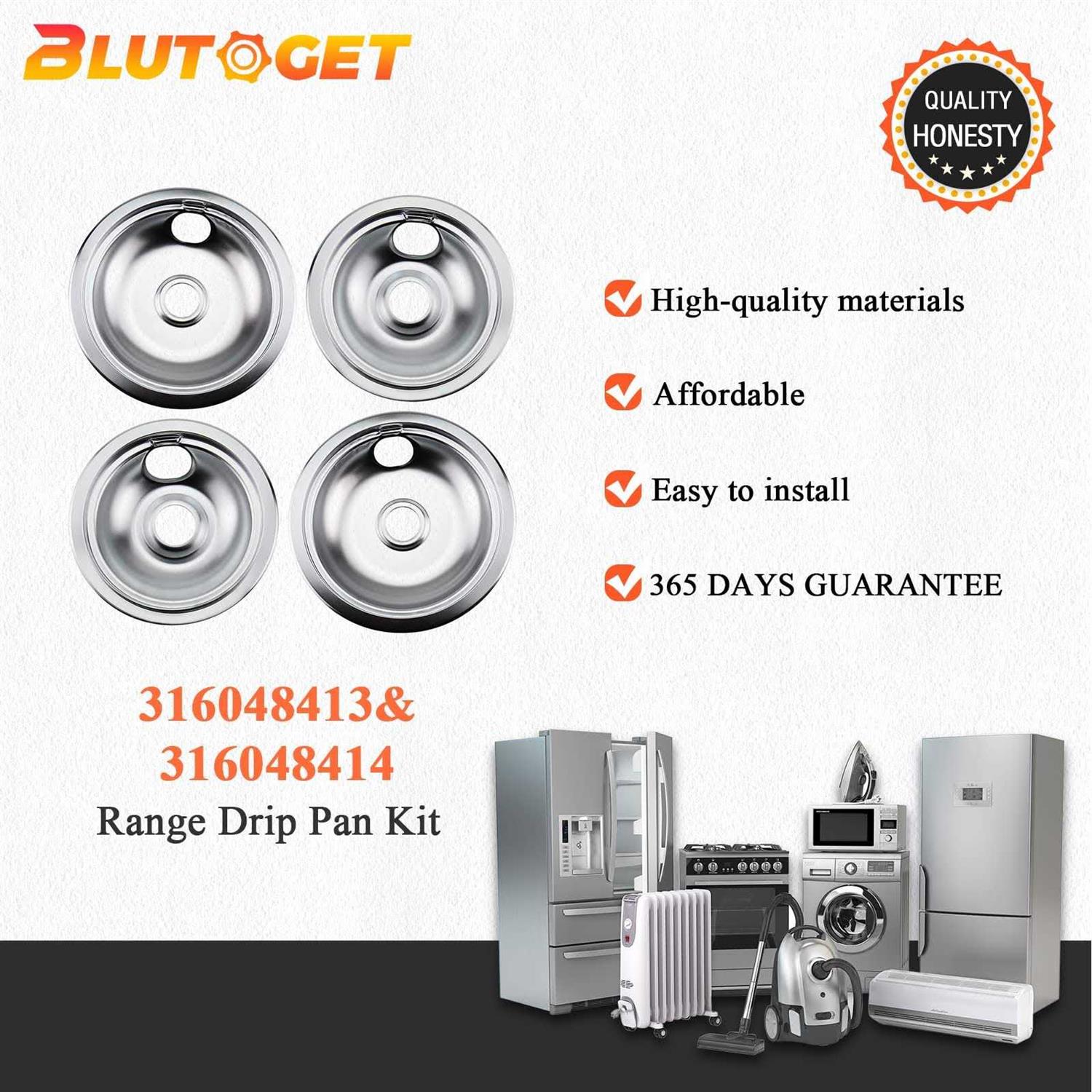 316048413 316048414 Electric Stove Burner Drip Pans by Blutoget Fit for Frigidaire Ken-more Electric Range Top with Locking Slots