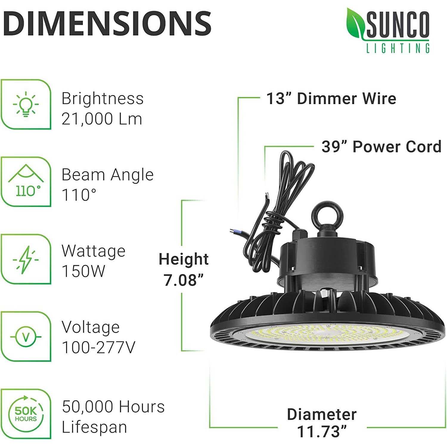 Sunco Lighting UFO LED High Bay 150W 600W HID Replacement