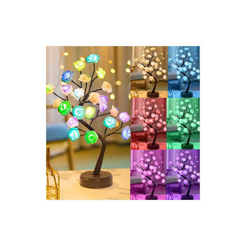18 Colors Rose Lamp Color Changing Light Up Rose Tree Lamp Girls Gift for Mother’s Day