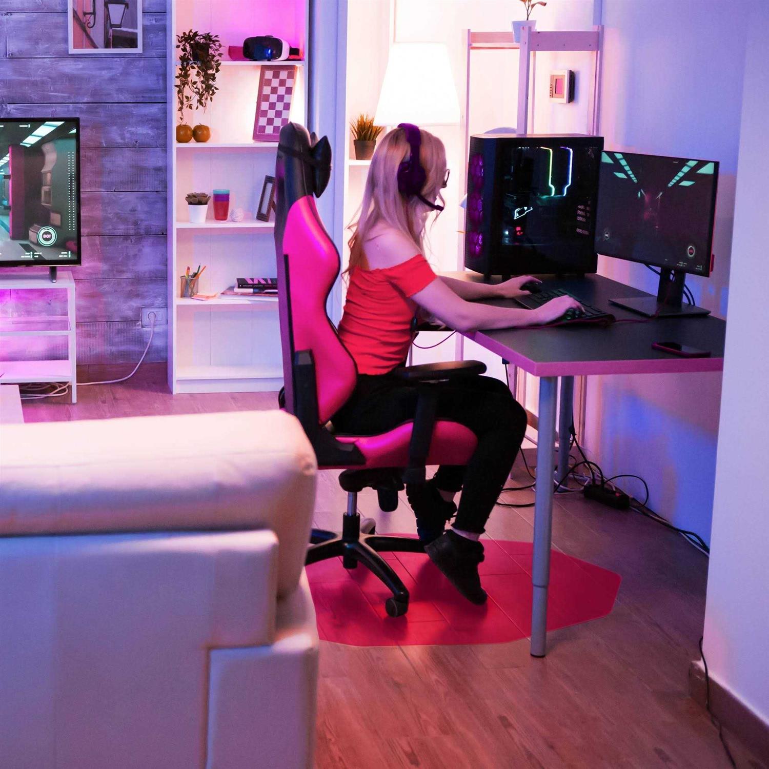 Floortex 9Mat Polycarbonate 9-Sided Pink Chair Mat for Hard Floors