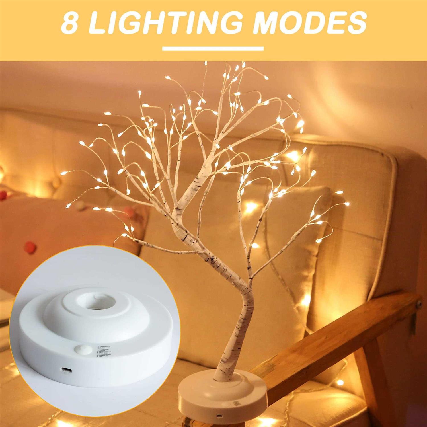 Tabletop Bonsai Tree Light,108L LED Tree Lamp,Fairy Light Tree with 8 Modes & 6 Hrs Timer,Artificial Tree with Lights USB & Battery Operated,Lighted